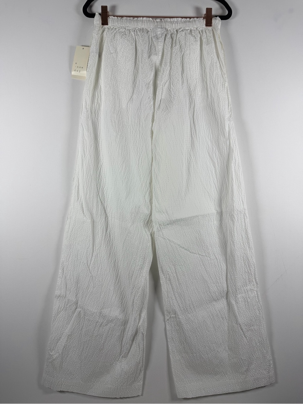 Women's Seersucker Effortless Pull-On Pants - A New Day™ White XS - Picture 10 of 12